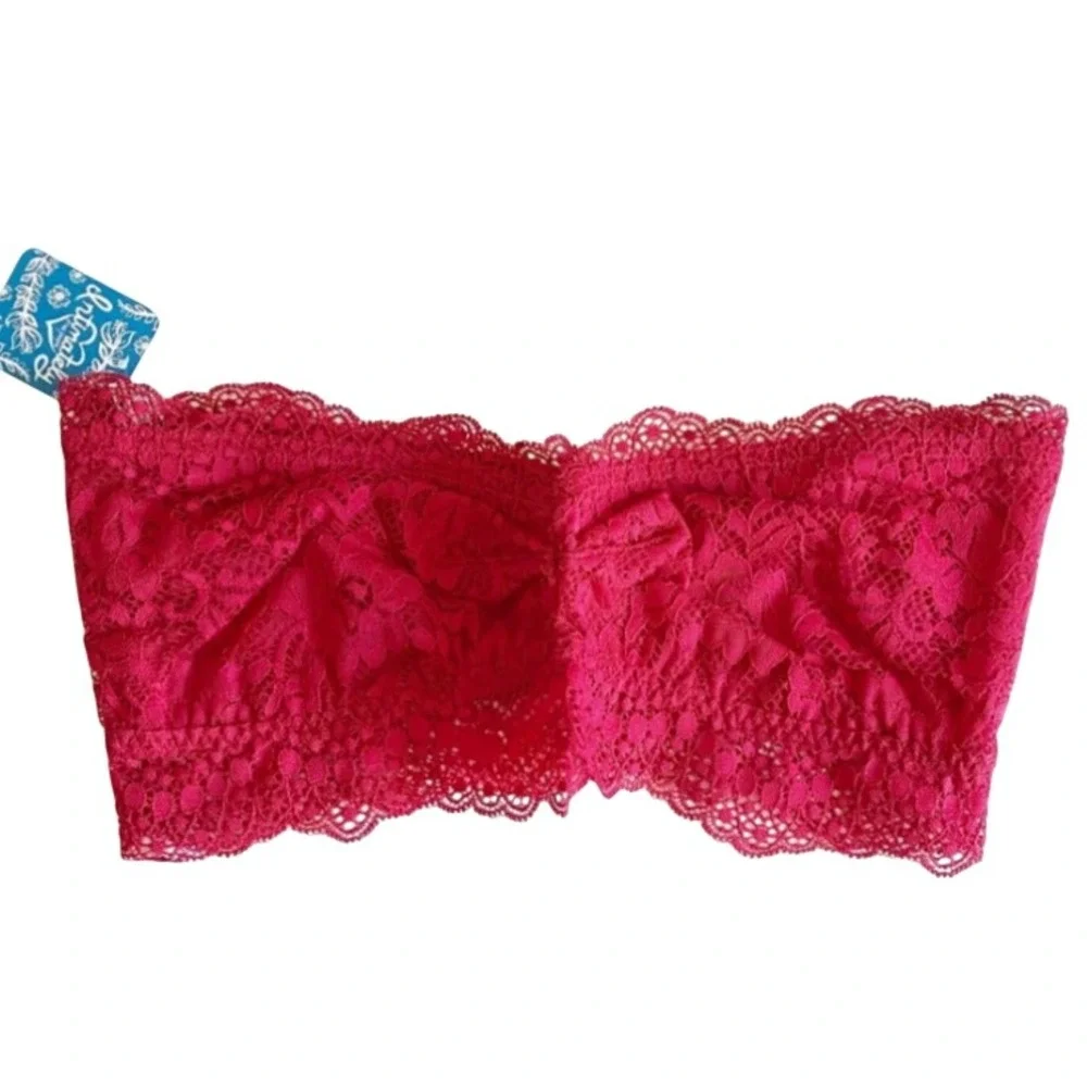 Free People Intimately Lacey Looks Bandeau Bra Burgundy Lace XS NEW